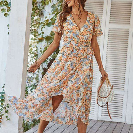 Charming Floral A-Line Dress with Effortless Elegance - Très Elite