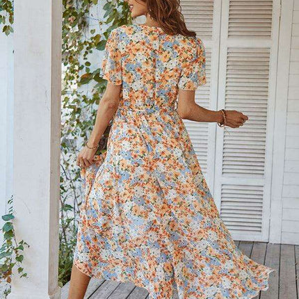 Charming Floral A-Line Dress with Effortless Elegance - Très Elite