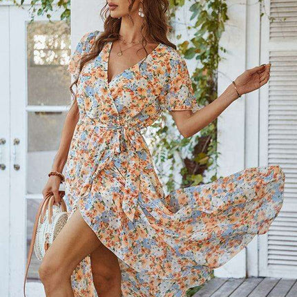 Charming Floral A-Line Dress with Effortless Elegance - Très Elite