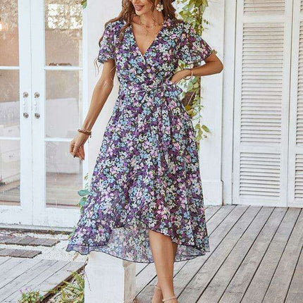 Charming Floral A-Line Dress with Effortless Elegance - Très Elite
