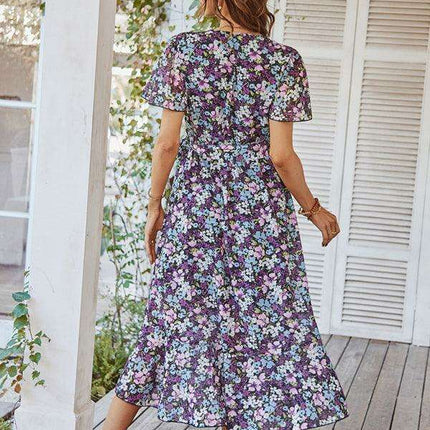 Charming Floral A-Line Dress with Effortless Elegance - Très Elite