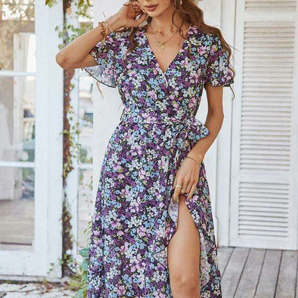 Charming Floral A-Line Dress with Effortless Elegance - Très Elite