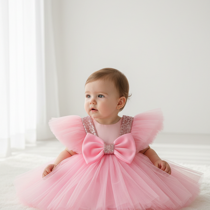 Charming Floral Bow-Back Dress for Young Royalty- Très Elite- Très Elite