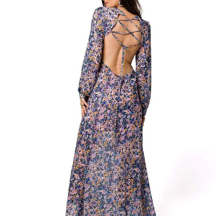 Charming Floral Chiffon Evening Gown - Très Elite