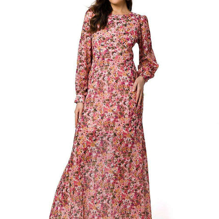 Charming Floral Chiffon Evening Gown - Très Elite