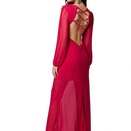 Charming Floral Chiffon Evening Gown - Très Elite