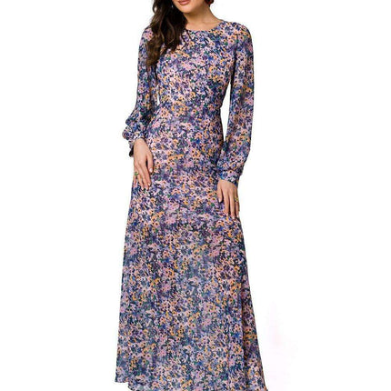 Charming Floral Chiffon Evening Gown - Très Elite