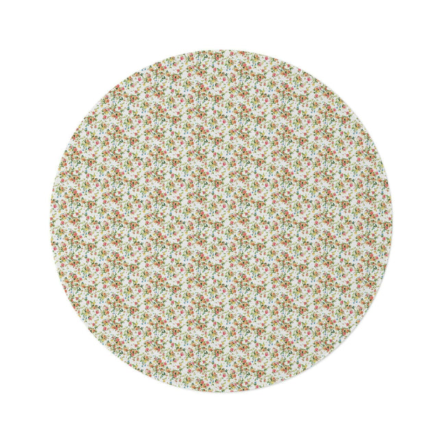 Charming Floral Elegance Round Chenille Rug - Vintage Delight