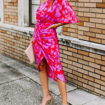 Charming Floral Off-Shoulder Chiffon Dress - Très Elite