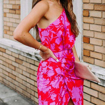 Charming Floral Off-Shoulder Chiffon Dress - Très Elite