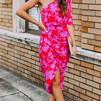 Charming Floral Off-Shoulder Chiffon Dress - Très Elite