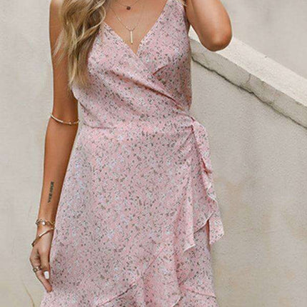 Charming Floral Ruffle Midi Dress - Ideal for Elegant Garden Gatherings - Très Elite
