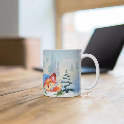 Charming Fox Holiday Mug: Whimsical Cup for Joyous Sips