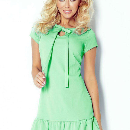 Charming Frill and Bow Dress with Back Zipper by Numoco - Très Elite