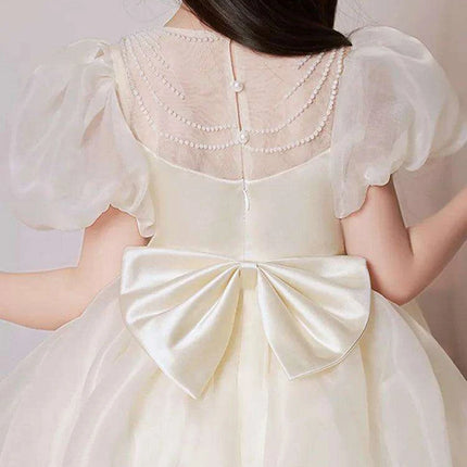 Charming Girls' Princess Ball Gown with Elegant Beading and Bow for Birthday Parties and Performances - Très Elite