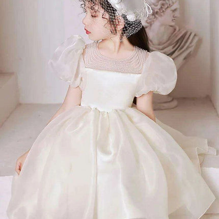 Charming Girls' Princess Ball Gown with Elegant Beading and Bow for Birthday Parties and Performances - Très Elite