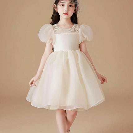 Charming Girls' Princess Ball Gown with Elegant Beading and Bow for Birthday Parties and Performances - Très Elite