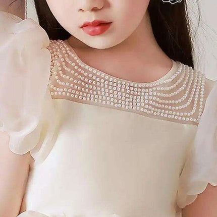 Charming Girls' Princess Ball Gown with Elegant Beading and Bow for Birthday Parties and Performances - Très Elite