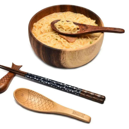 Charming Handcrafted Fish-Shaped Japanese Wooden Rice Spoon - Short-Handled Kitchen Essential - Très Elite