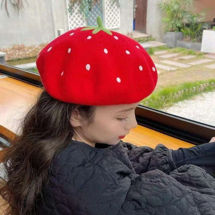Charming Handcrafted Pumpkin Wool Beret with Leaf Embellishments for Fall and Winter Fashion - Très Elite