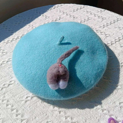 Charming Handcrafted Pumpkin Wool Beret with Leaf Embellishments for Fall and Winter Fashion - Très Elite