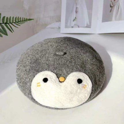 Charming Handcrafted Pumpkin Wool Beret with Leaf Embellishments for Fall and Winter Fashion - Très Elite