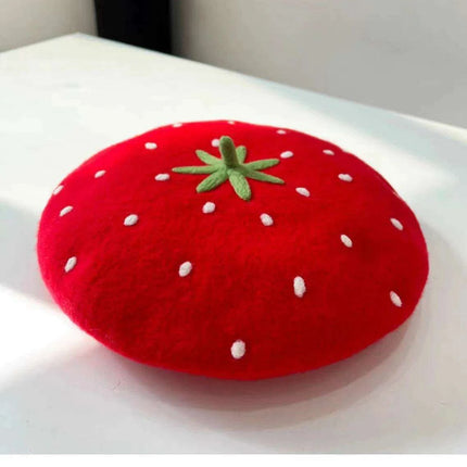 Charming Handcrafted Pumpkin Wool Beret with Leaf Embellishments for Fall and Winter Fashion - Très Elite