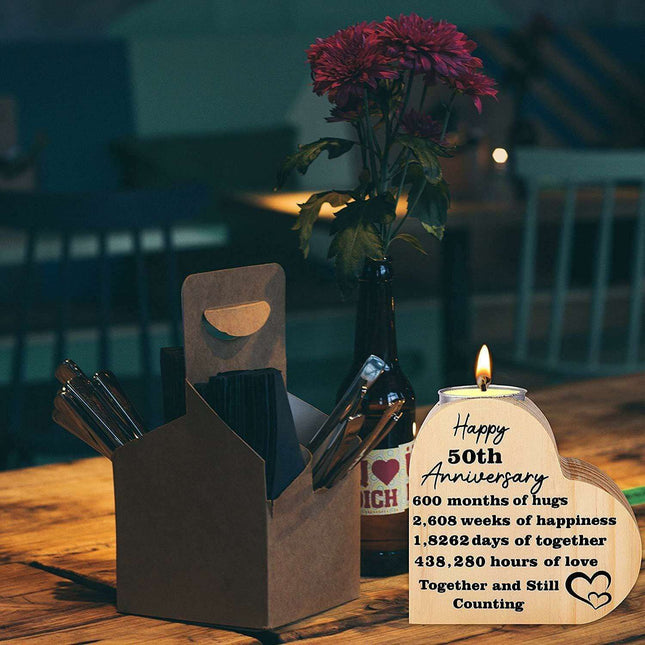 Charming Heart-Shaped Wooden Candle Holder Set | Artisan Home Accents