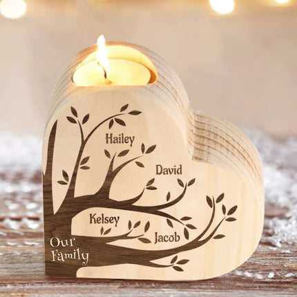 Charming Heart-Shaped Wooden Candle Holder Set | Artisan Home Accents