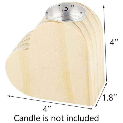 Charming Heart-Shaped Wooden Candle Holder Set | Artisan Home Accents
