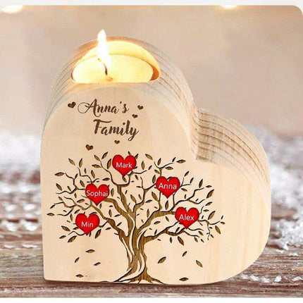 Charming Heart-Shaped Wooden Candle Holder Set | Artisan Home Accents