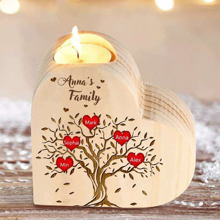 Charming Heart-Shaped Wooden Candle Holder Set | Artisan Home Accents