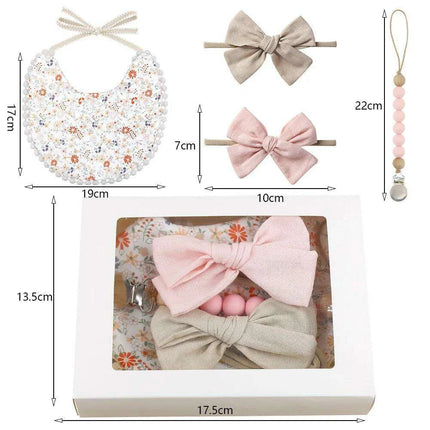 Charming Holiday Floral Baby Bib Set with Pacifier Clip - Perfect Christmas Gift - Très Elite