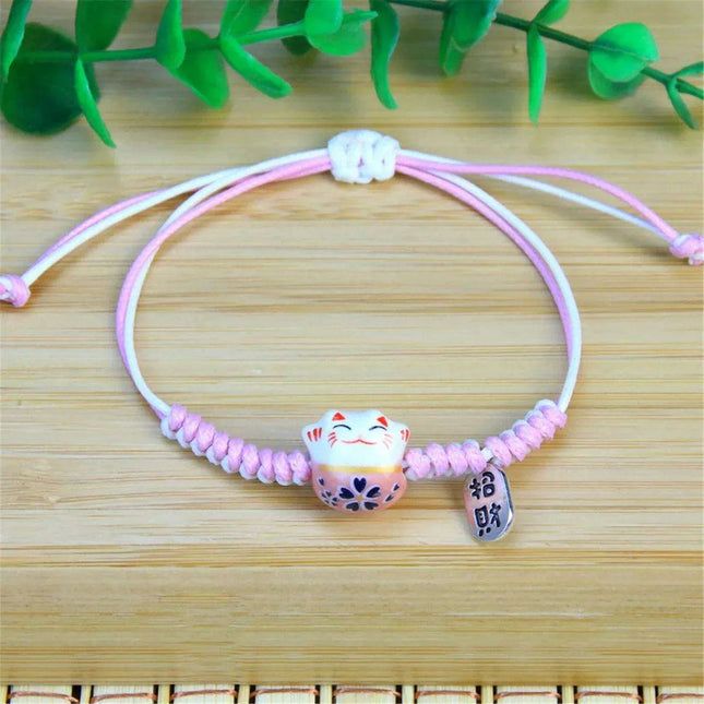 Charming Kawaii Cat Couple Love Bracelet – Adorable Braided Accessory from Japan