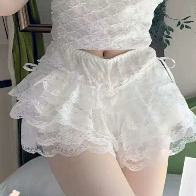 Charming Kawaii White Lace Summer Shorts for Women
