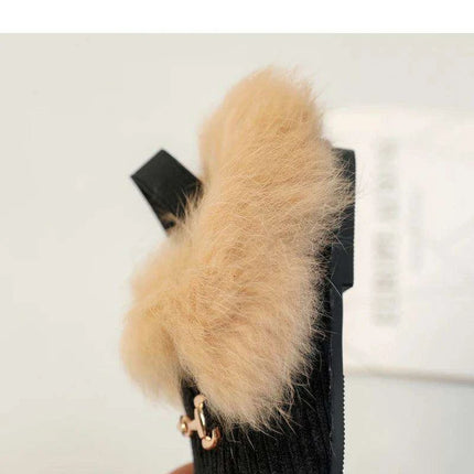 Charming Kids Black Fur Slip-On Slippers - Cozy Outdoor Slides for Boys and Girls - Très Elite