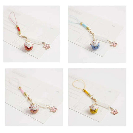Charming Maneki Neko Keychain - Cute Japanese Lucky Cat Phone Charm for Thoughtful Gifts and Couples - Très Elite