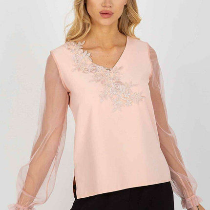 Charming Mesh Sleeve Blouse with Heart-Shaped Neckline - Très Elite