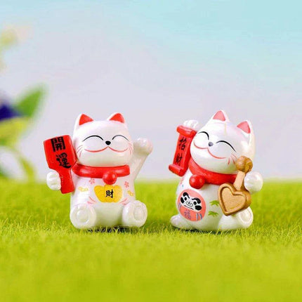Charming Mini Maneki Neko Waving Cat Figurine - Good Luck Home Accent and Gift - Très Elite