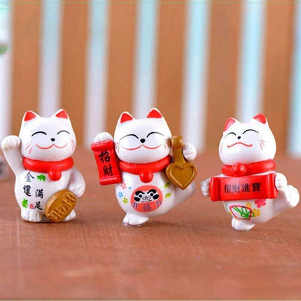 Charming Mini Maneki Neko Waving Cat Figurine - Good Luck Home Accent and Gift - Très Elite