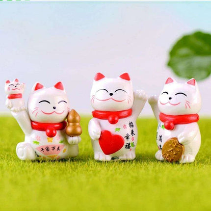 Charming Mini Maneki Neko Waving Cat Figurine - Good Luck Home Accent and Gift - Très Elite