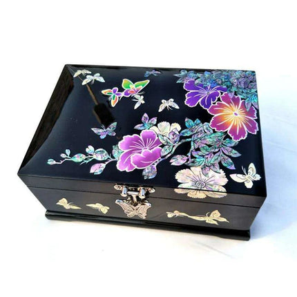 Charming Musical Jewelry Box with Pearl Inlays and Floral Elegance- Très Elite- Très Elite
