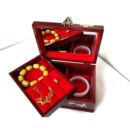 Charming Musical Jewelry Box with Pearl Inlays and Floral Elegance - Très Elite