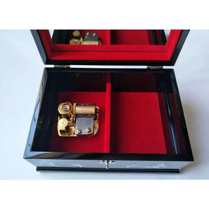 Charming Musical Jewelry Box with Pearl Inlays and Floral Elegance - Très Elite