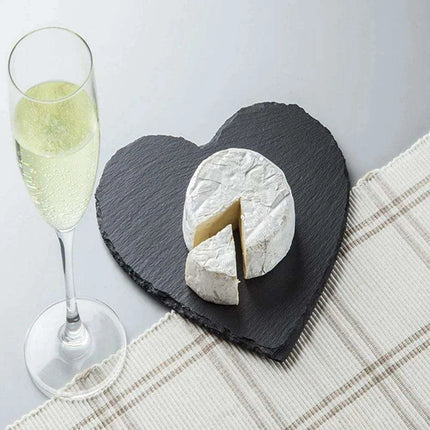Charming Natural Slate Heart-Shaped Serving Tray Set for Culinary Delights - Très Elite