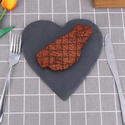 Charming Natural Slate Heart-Shaped Serving Tray Set for Culinary Delights - Très Elite