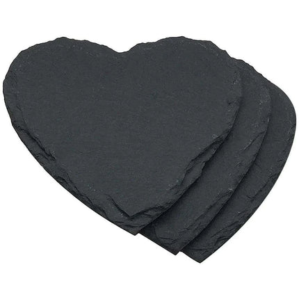 Charming Natural Slate Heart-Shaped Serving Tray Set for Culinary Delights - Très Elite