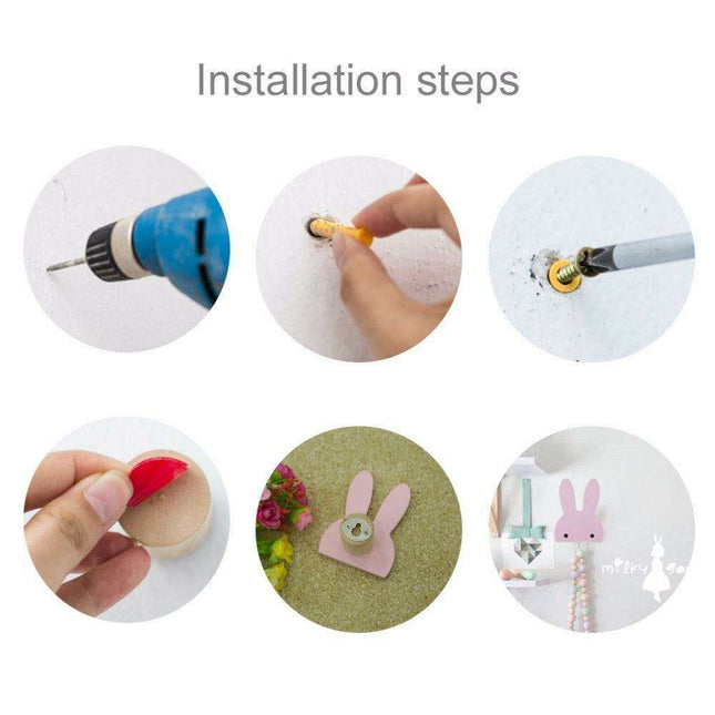 Charming Nordic Wall Hooks for Kids - Cute Rabbit, Cactus, Bow, and Ice Cream Designs