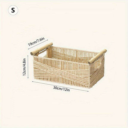 Charming Oversized Wicker Storage Basket with Comfortable Handles - Stylish Open Top Organizer for Any Room..