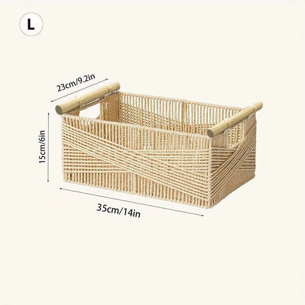 Charming Oversized Wicker Storage Basket with Comfortable Handles - Stylish Open Top Organizer for Any Room..